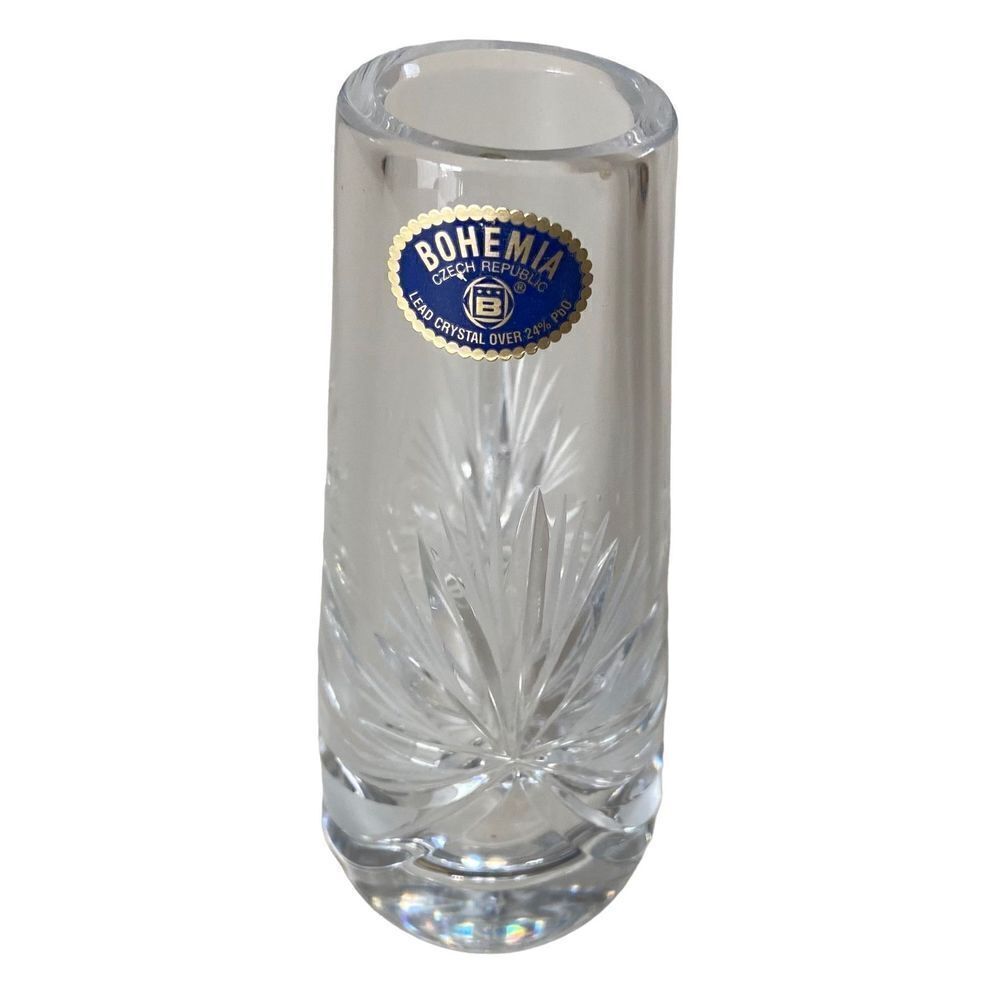 Bohemia Czech Republic Leaded Crystal Small Vase 4 3/8” Tall